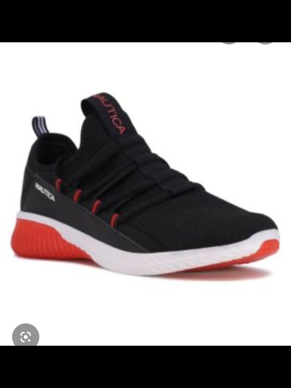 Nautica Men's Black and Red Slip-On Knit Athletic Sneaker